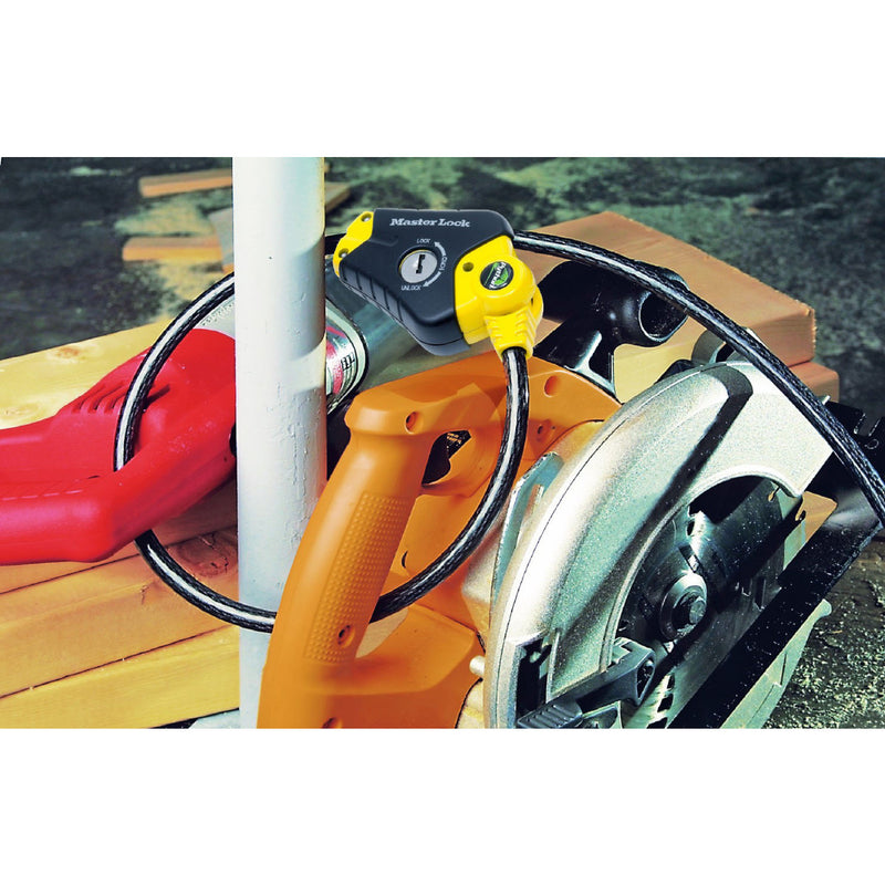 1,8m long x 10mm diameter Python™ adjustable locking cable; black and yellow