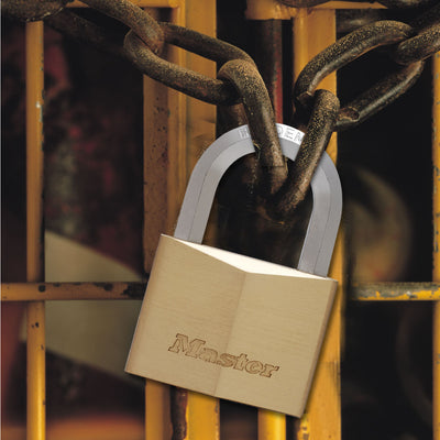 60mm wide solid brass body padlock with hexagonal shackle
