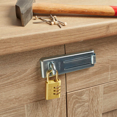 30mm wide set your own combination padlock; brass finish