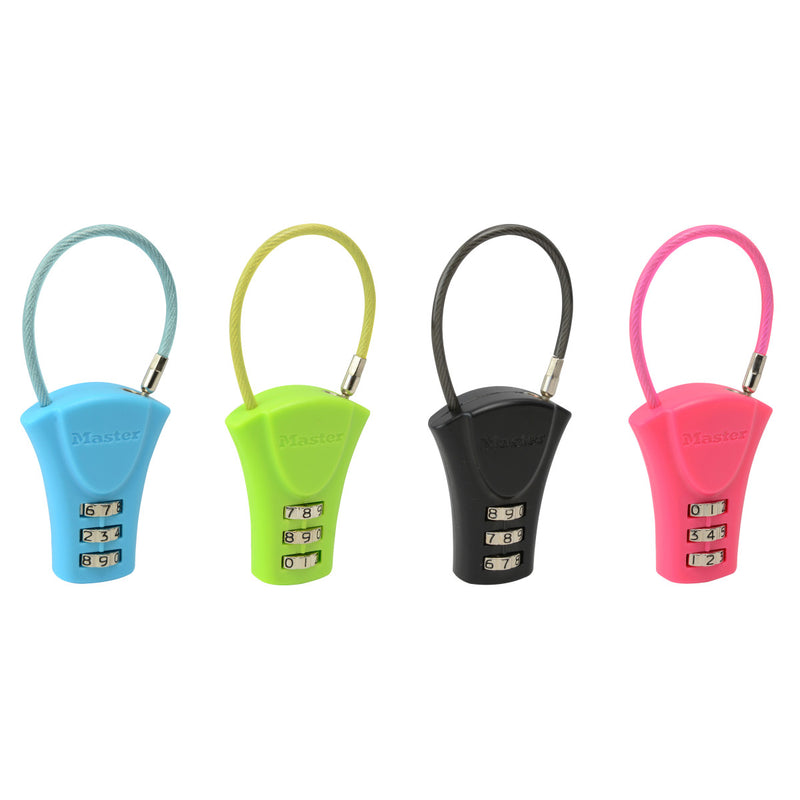 37mm wide set your own combination padlock with flexible shackle; assorted colours