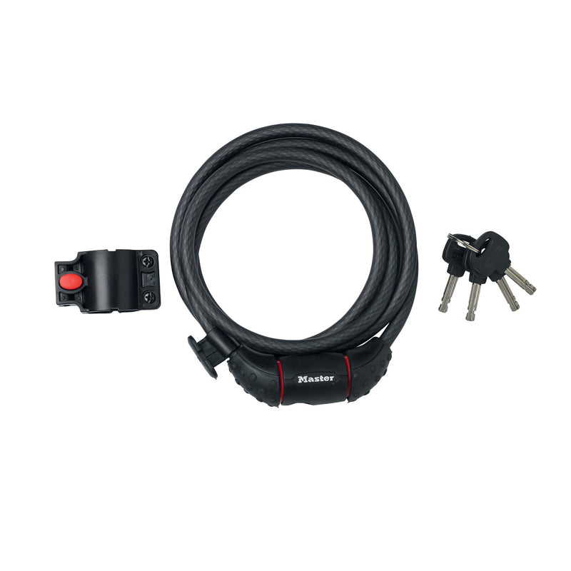 1,8m long x 10mm diameter keyed cable lock; black