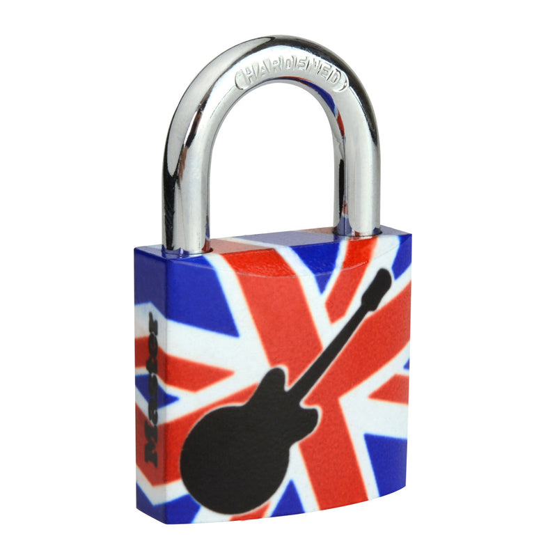 30mm wide solid body padlock; guitar printed pattern