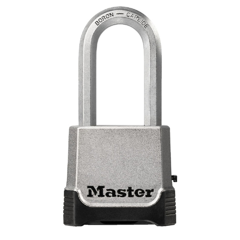 56mm wide Excell® zinc body padlock with 51mm long shackle; set your own combination; back up key