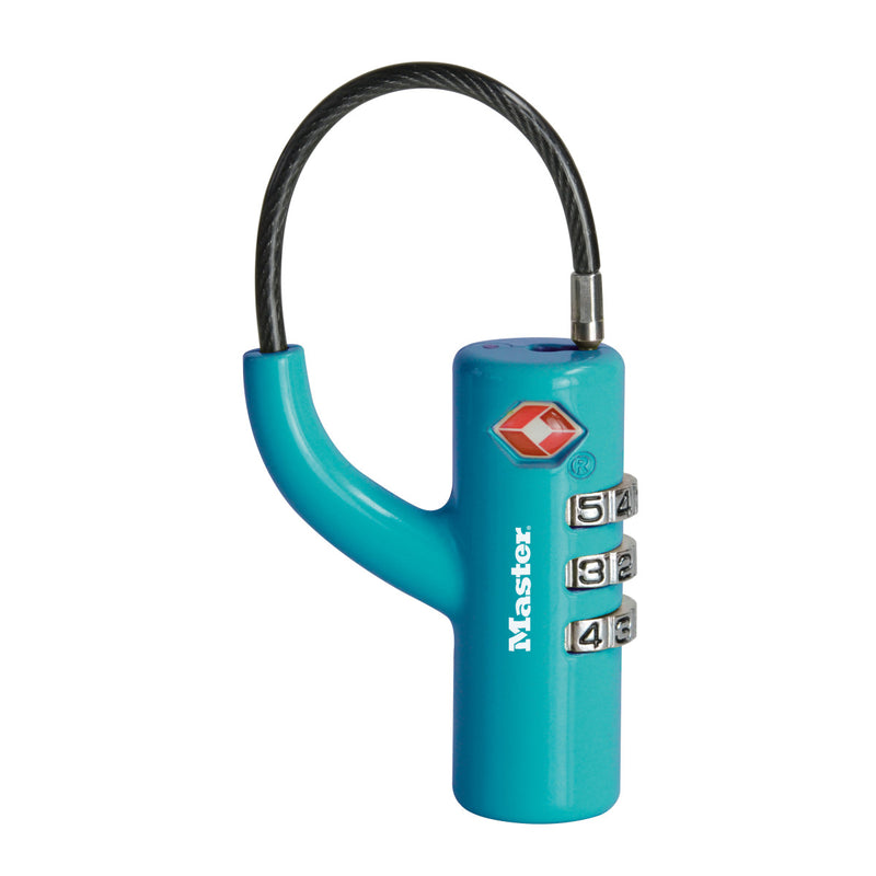 18mm wide zinc body set your own combination TSA Approved luggage padlock with flexible shackle; blue