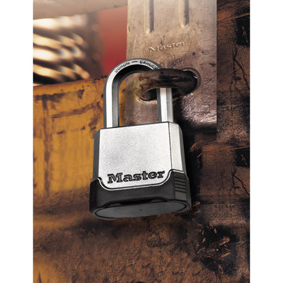 56mm wide Excell® zinc body padlock with 51mm long shackle; set your own combination; back up key
