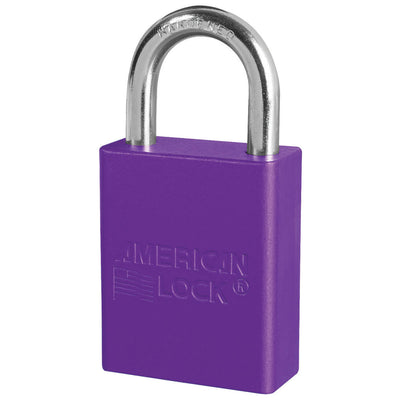 Anodized Aluminum Safety Padlock, 1 1/2in (38mm) Wide with1in (25mm) Tall Shackle, Key Retaining Safety Exclusive Cylinder