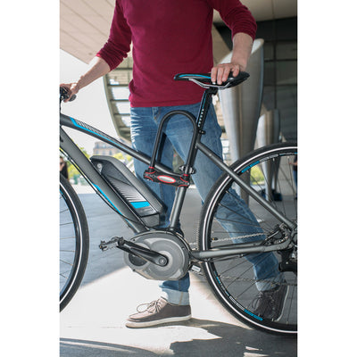 11cm wide hardened steel u lock with 21cm shackle length; black