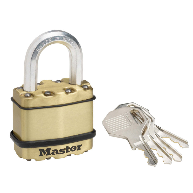 45mm wide Excell® laminated steel padlock; brass finish