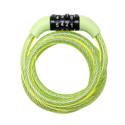 1,2m long x 8mm diameter fixed combination cable lock; assorted colours