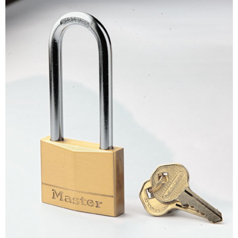 50mm wide solid brass body padlock with 64mm long shackle