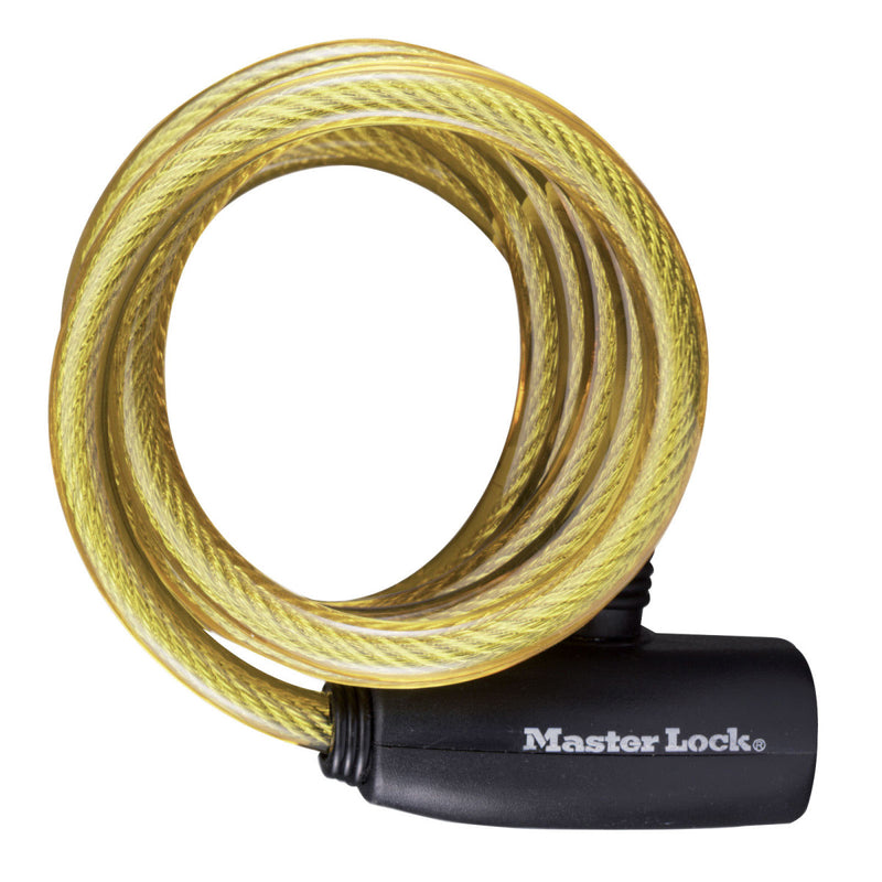 1,8m long x 8mm diameter keyed cable lock; assorted colours