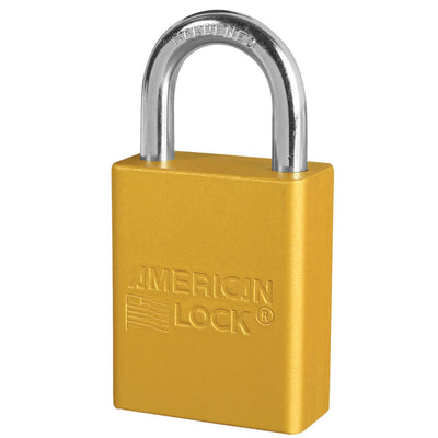 Anodized Aluminum Safety Padlock, 1 1/2in (38mm) Wide with1in (25mm) Tall Shackle, Key Retaining Safety Exclusive Cylinder