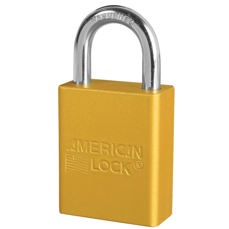 Anodized Aluminum Safety Padlock, 1 1/2in (38mm) Wide with1in (25mm) Tall Shackle, Key Retaining Safety Exclusive Cylinder