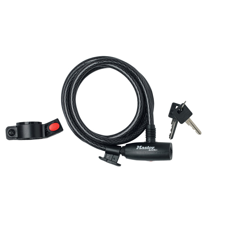 1,8m long x 10mm diameter keyed cable lock; black