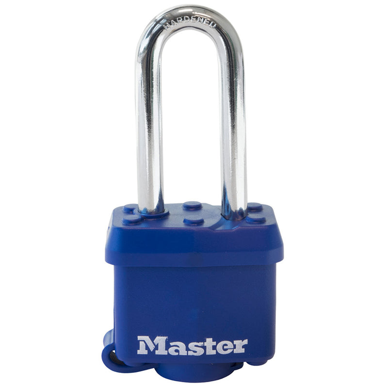 1 9/16in (40mm) Wide Covered Laminated Steel Pin Tumbler Padlock, Blue