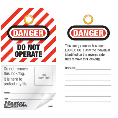 Danger Do Not Operate, English Photo ID Safety Tag