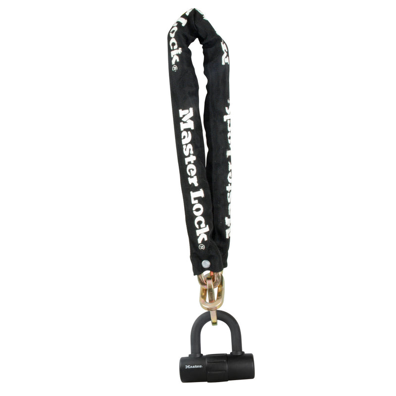 master lock fahrradschloss forstinger 90 cm lange Kette aus gehärtetem Stahl mit 10 mm Durchmesser und Mini-U-Schloss mit Schlüssel; schwarz