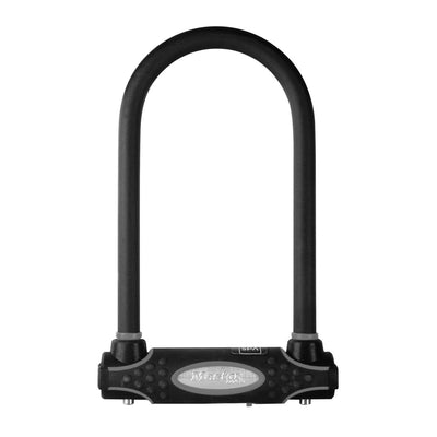 11cm wide hardened steel u lock with 21cm shackle length; black