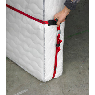 2,50m x 25mm + 5,50m x 25mm crossed carry strap with 2 handles; red