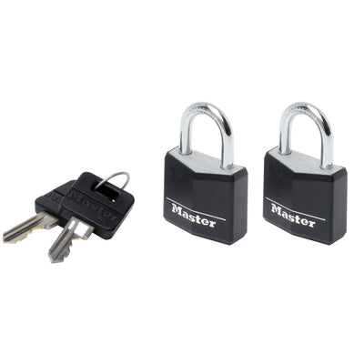 30mm wide covered solid aluminum body padlock; black; 2 pack