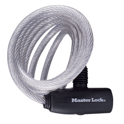 1,8m long x 8mm diameter keyed cable lock; assorted colours