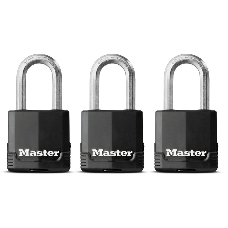 49mm wide Excell® covered laminated steel padlock with 38mm long shackle; 3 pack