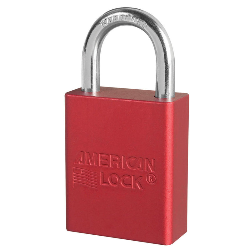 Anodized Aluminum Safety Padlock, 1 1/2in (38mm) Wide with1in (25mm) Tall Shackle, Key Retaining Safety Exclusive Cylinder