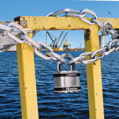 1 3/4in (44mm) Wide Commercial Magnum Laminated Steel Padlock with Stainless Steel Body Cover