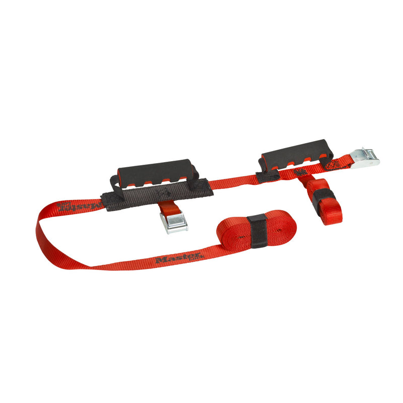 2,50m x 25mm + 5,50m x 25mm crossed carry strap with 2 handles; red