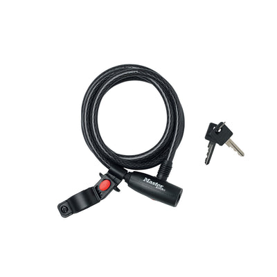 1,8m long x 10mm diameter keyed cable lock; black
