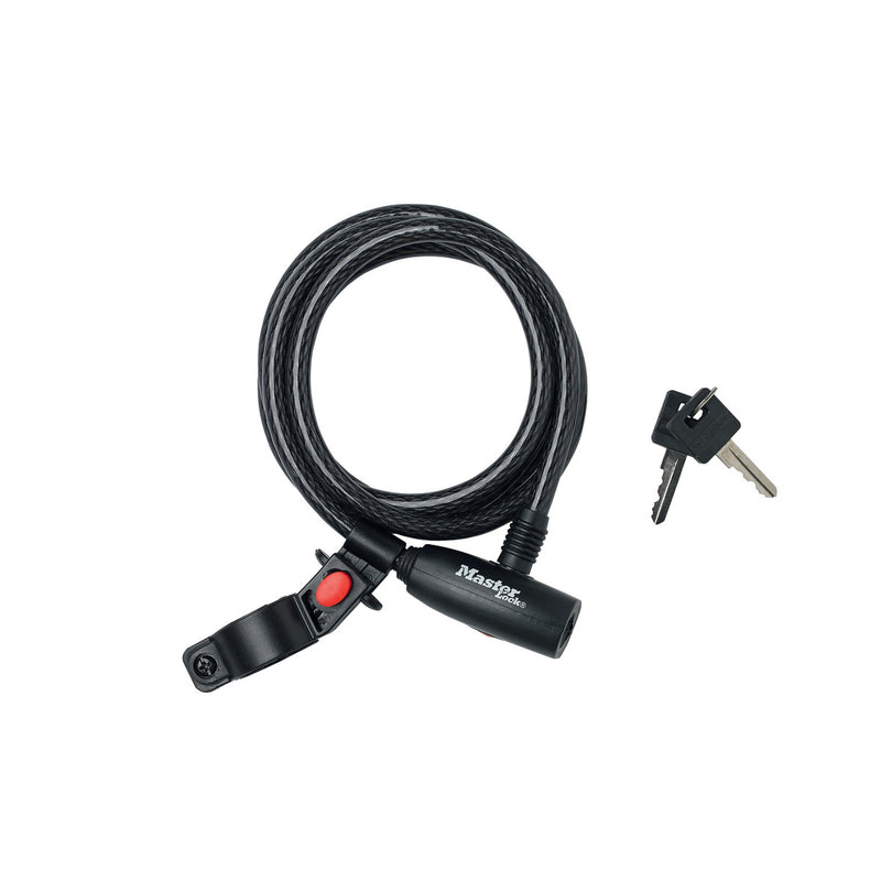 1,8m long x 10mm diameter keyed cable lock; black