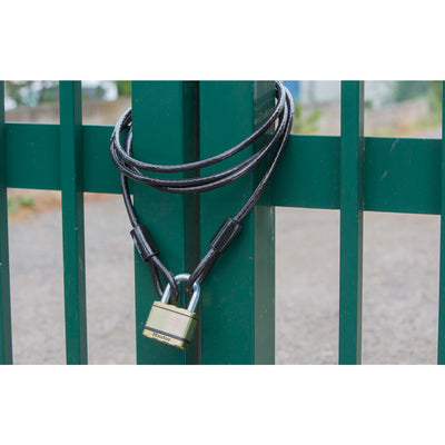 64mm wide Excell® laminated steel padlock with 38mm long shackle; brass finish