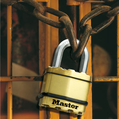 45mm wide Excell® laminated steel padlock; brass finish