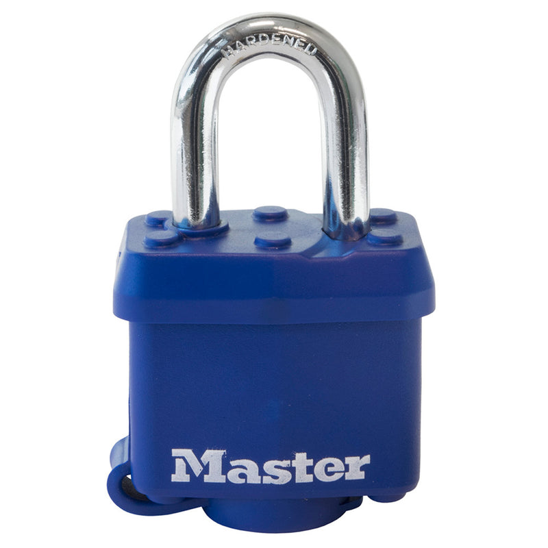 1 9/16in (40mm) Wide Covered Laminated Steel Pin Tumbler Padlock, Blue