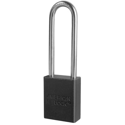 Anodized Aluminum Safety Padlock, 1 1/2in (38mm) Wide with3in (76mm) Tall Shackle, Key Retaining Safety Exclusive Cylinder