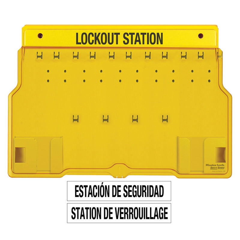 10-Lock Covered Station with Trilingual Labels, Unfilled.