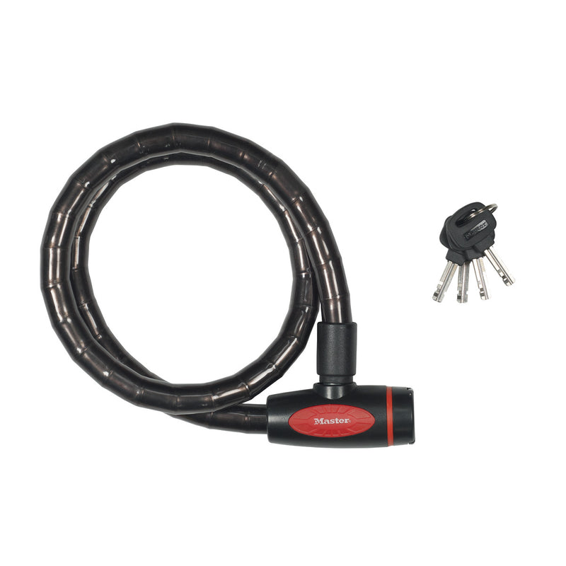 1m long x 18mm diameter keyed armoured cable lock; smoke
