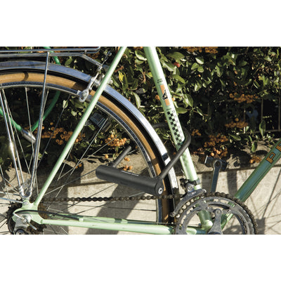 10cm wide hardened steel u lock with 20cm shackle length; black