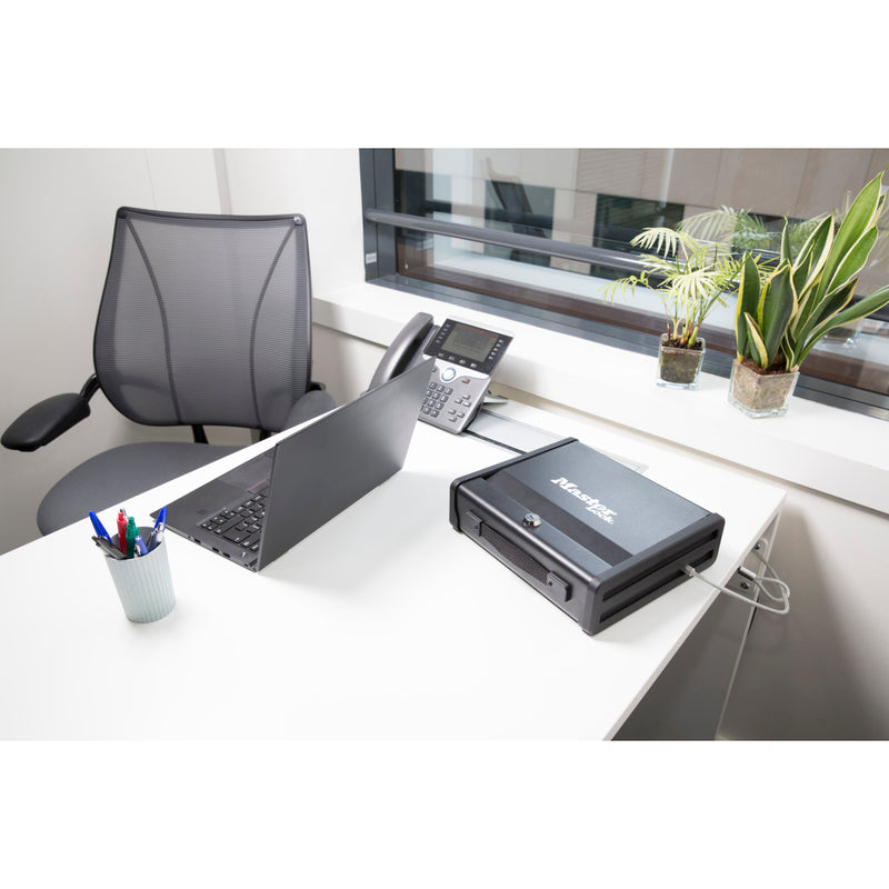 Small compact safe with cable