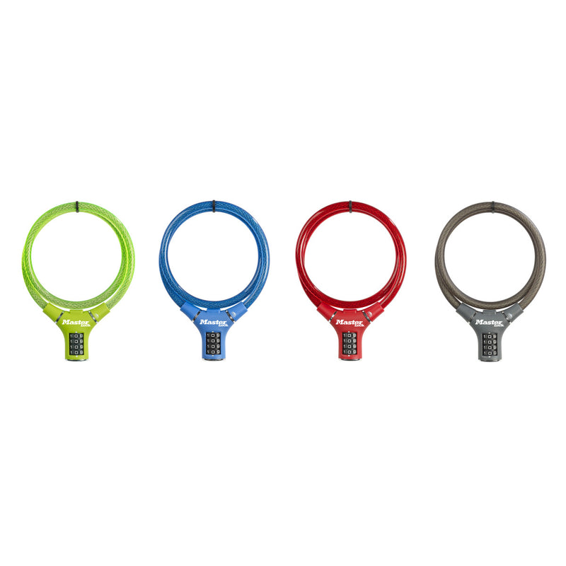 90cm long x 12mm diameter set your own combination cable lock; assorted colours