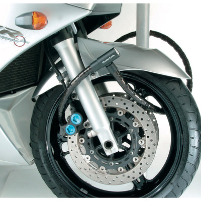 2m long x 20mm diameter keyed armoured cable lock; black