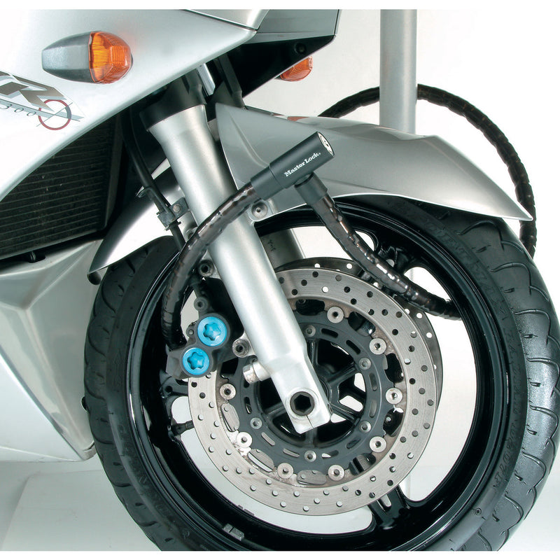 2m long x 20mm diameter keyed armoured cable lock; black