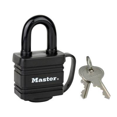 2 x 40mm wide covered laminated steel pin tumbler padlocks; black