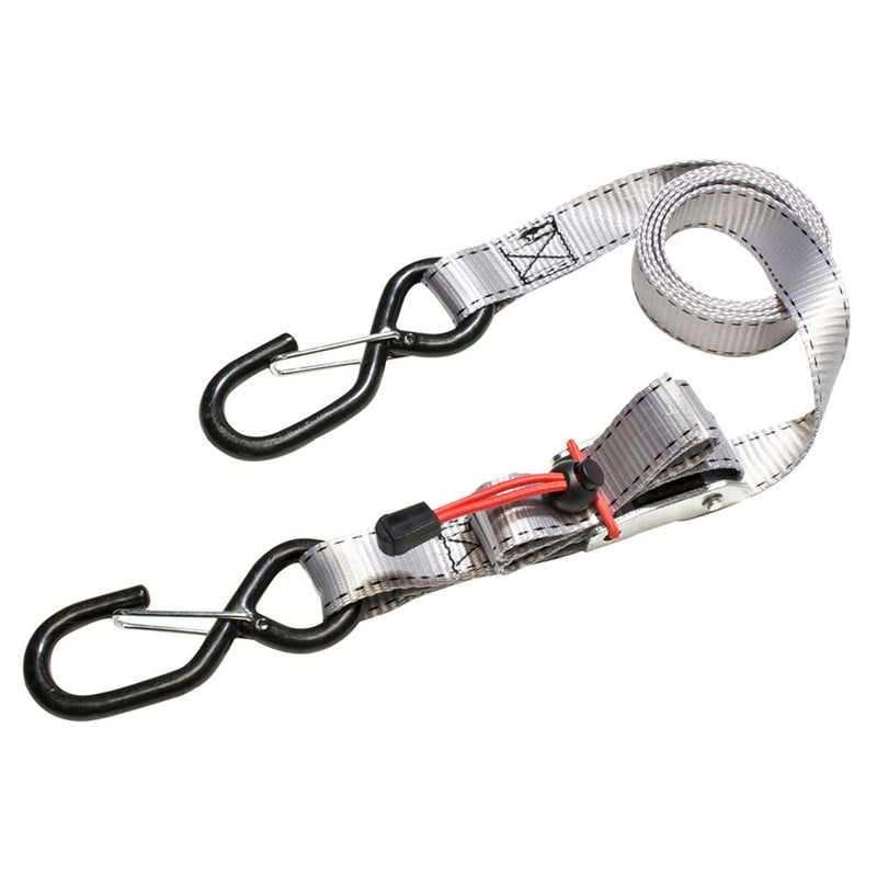 1,80m x 25mm spring clam tie down; 4 pack; grey