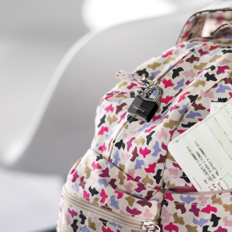 20mm wide covered solid aluminum body padlock, black; 2 pack