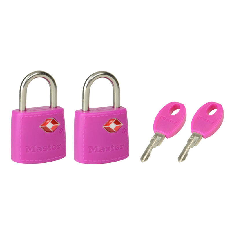23mm wide covered solid body TSA Approved luggage padlock; 2 pack