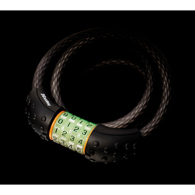 1,8m long x 12mm diameter set your own glow combination cable lock; black