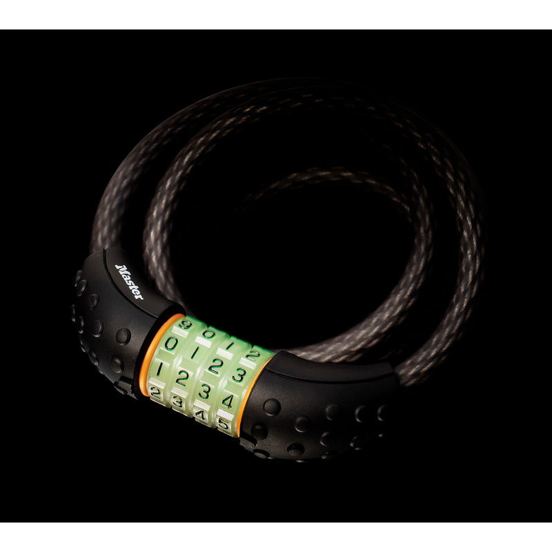 1,8m long x 12mm diameter set your own glow combination cable lock; black