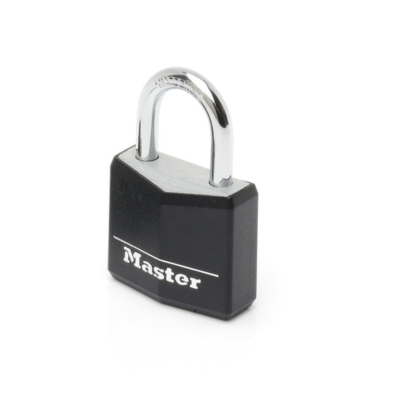 30mm wide covered solid aluminum body padlock; black