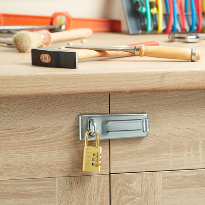 30mm wide set your own combination padlock; brass finish